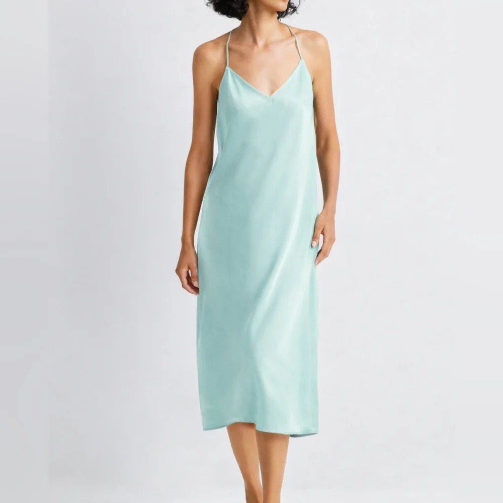 State of Day Womens Size XS Sleeveless Silk-Like Midi Sleep Gown Mint Green 703